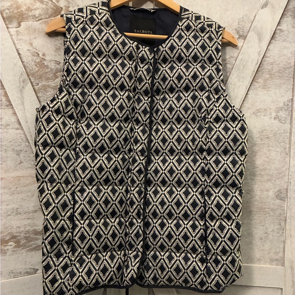 Talbots Navy and White Vest Jacket